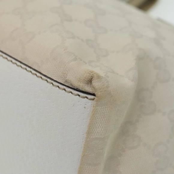 GUCCI GG Canvas Sherry Line Tote Bag White Auth 89762